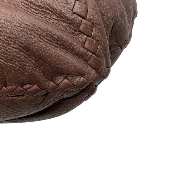 BOTTEGA VENETA BROWN INTRECCIATO WOVEN DETAIL GRAINED LEATHER HOBO SHOULDER BAG - Picture 12 of 14